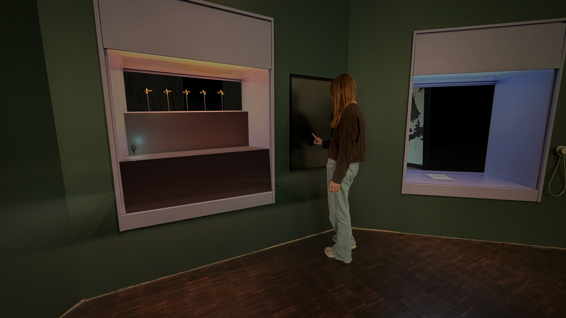 3D-Szene mit Plattform und Fibeln