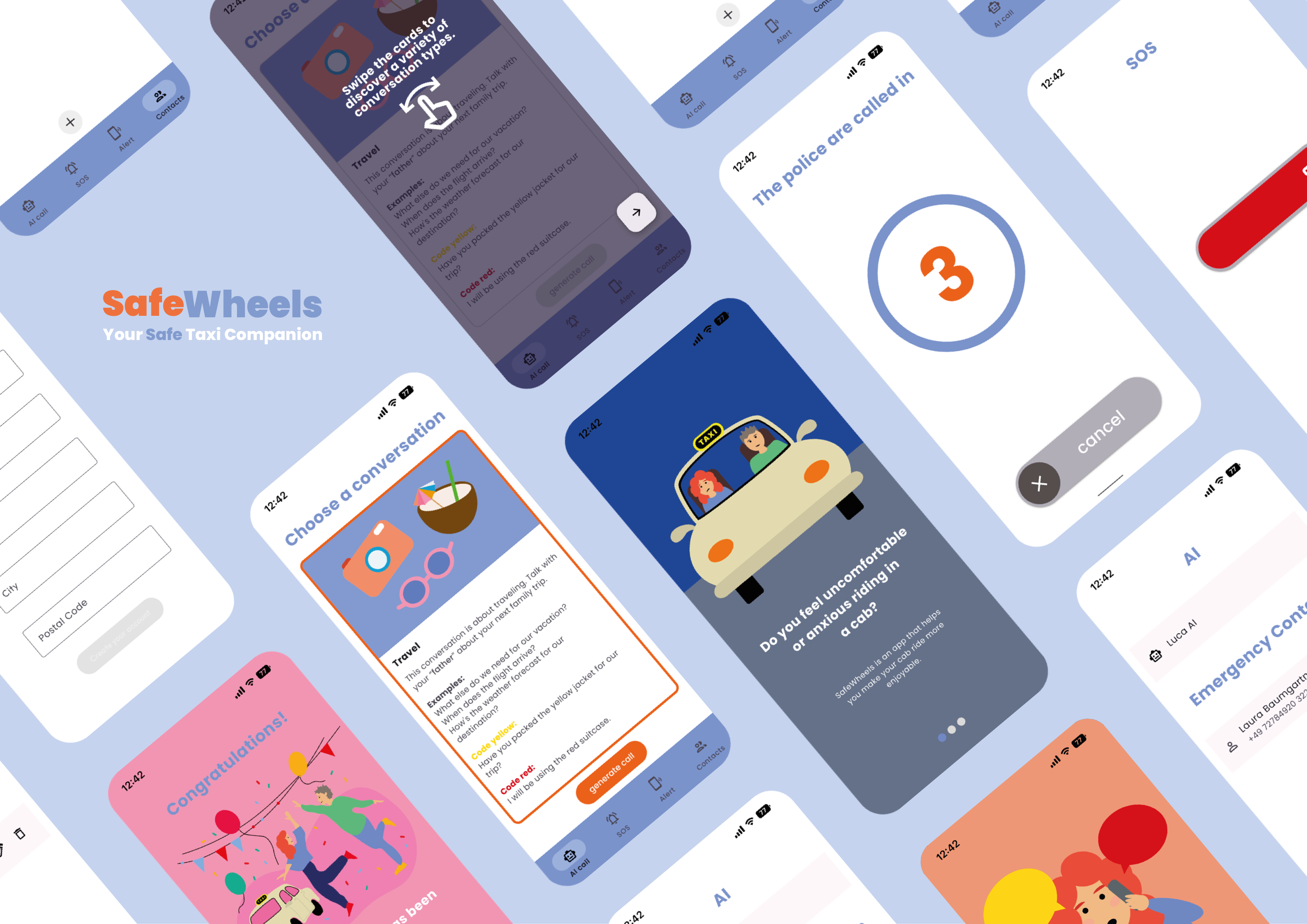 App-Screens des Taxi-Projekts